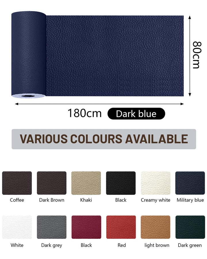 Leder Reparatur Set Glatt Marineblau, 80x180 cm Kunstleder Selbstklebend, Umweltfreundliche & Geruch