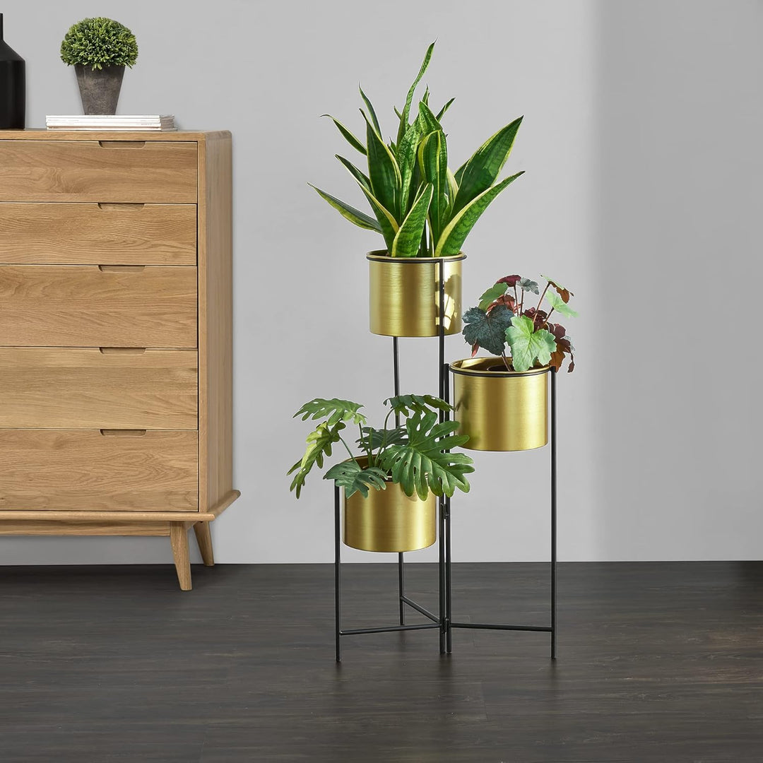 [en.casa] Pflanzständer Haasdonk 3-TLG. Blumenständer Blumentopfhalter Pflanztopfhalter Klappbar Met