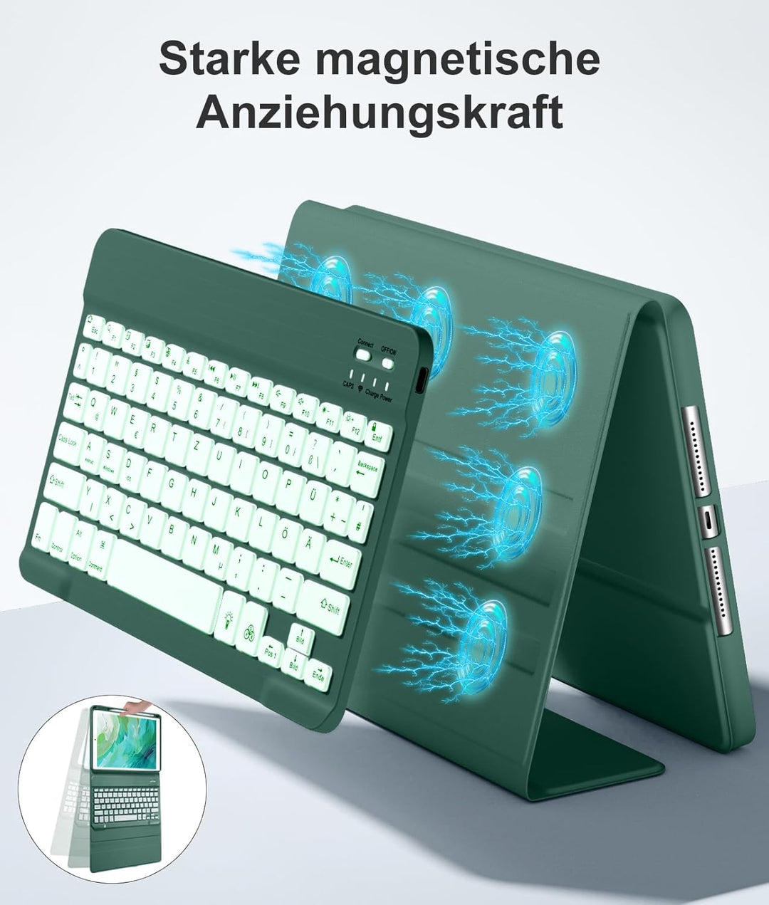 Vobafe Hülle mit Tastatur Kompatibel für iPad 9./ 8. /7. Generation 10.2 Zoll mit Stifthalter, Magne