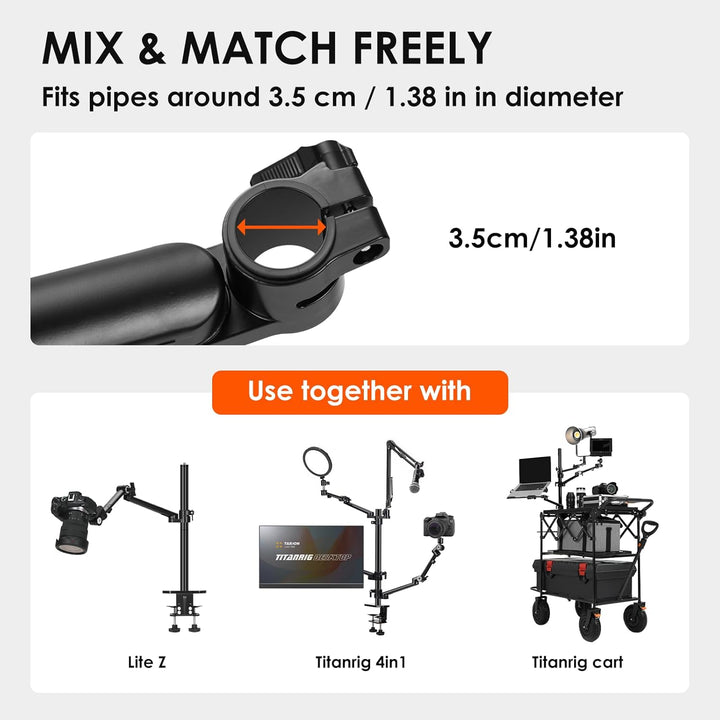 TARION Titanrig Arm Module Z: Kamera Tischstativ Overhead Stativ Tischhalterung Klemmstativ Flexibel