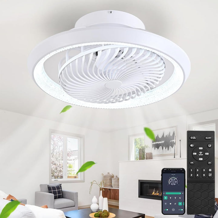 Deckenventilator mit Beleuchtung LED Licht, Dimmbar Invisible Fan Ventilatorlicht, 360° Drehbar, Tim