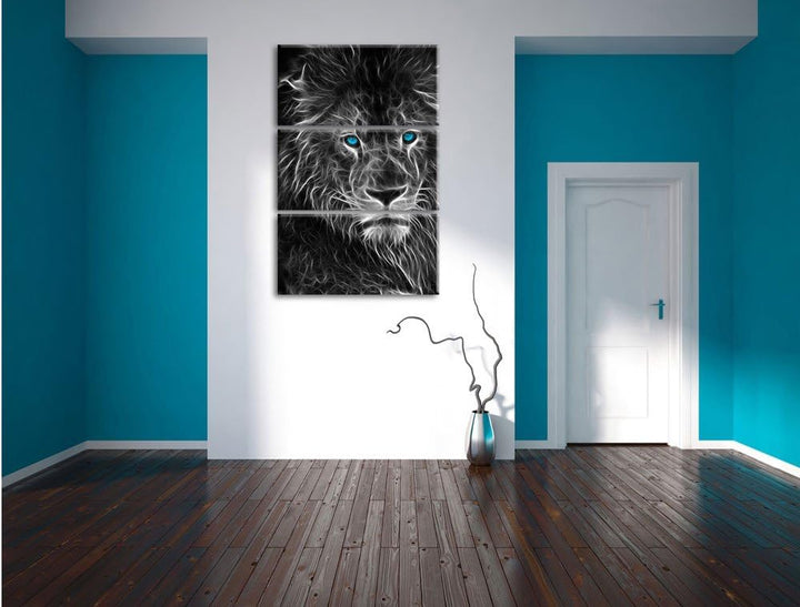 Pixxprint Dark Abstrakter Löwe als Leinwandbild/Grösse: 3 Teilig (120x80) cm/Wandbild/Kunstdruck/fer