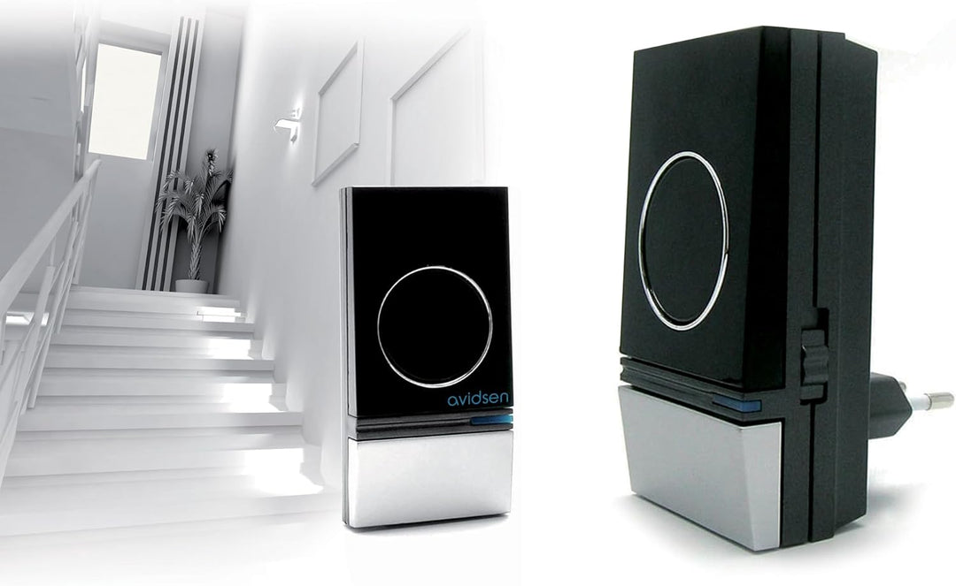 Avidsen 102326 Nielsen 100 m Plug-In Wireless Door Chime with 32 Chimes High Gloss Black by Avidsen