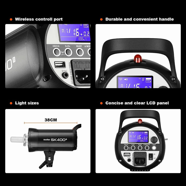 Godox SK400II Studioblitz mit integriertem Godox 2.4G Wireless X System, SK400II