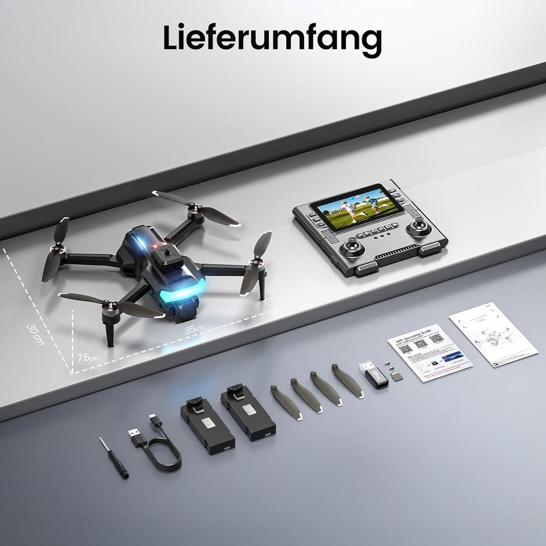 DEERC Drohne mit Kamera 1080P, faltbarer Quadrocopter für Jugendliche und Anfänger, 4,3-Zoll-HD-Bild