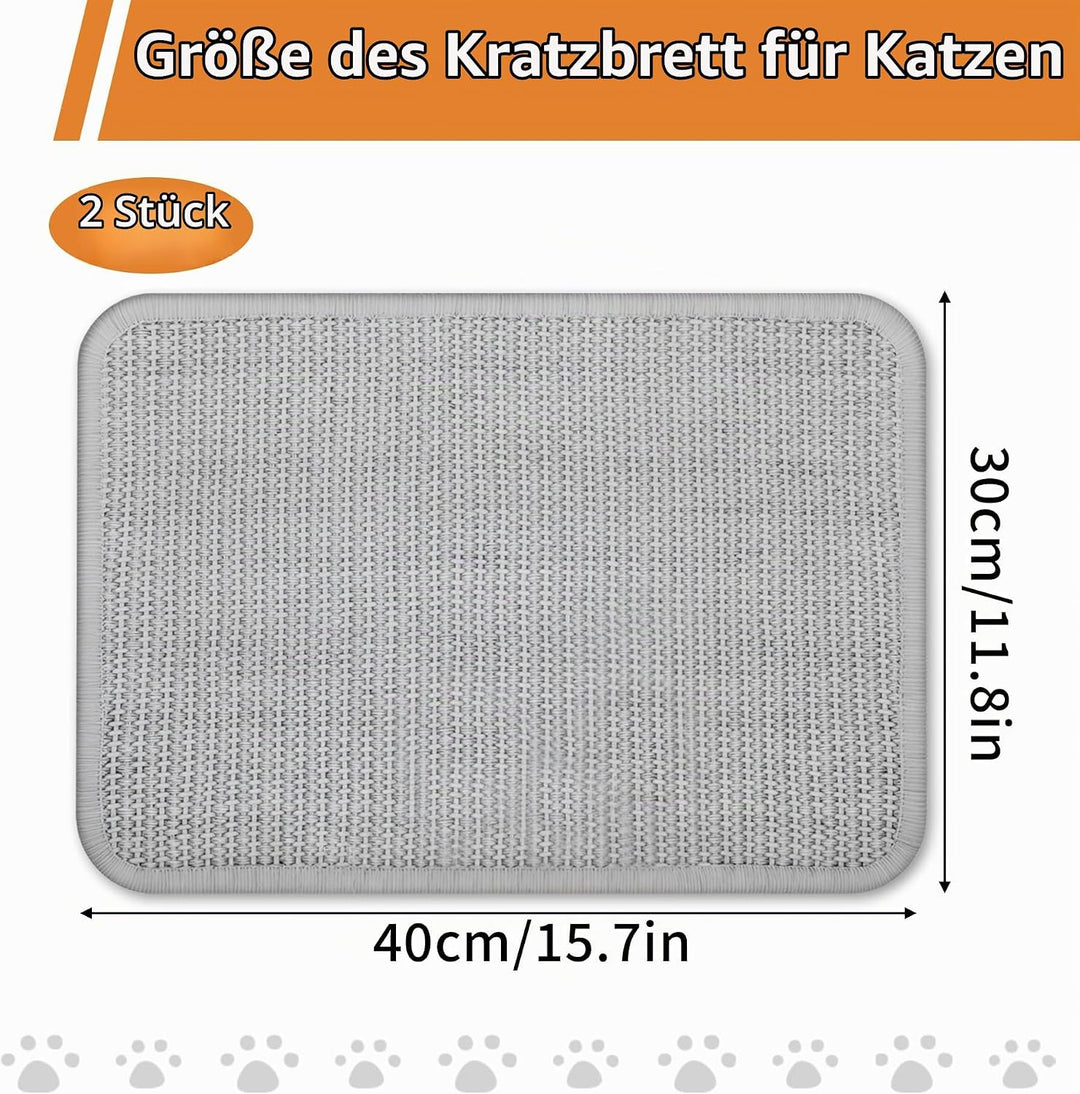 2 Stück Kratzmatte für Kaninchen, Wiederverwendbar Kratzteppich Katze Kratzbrett rutschfest Sisal-Kr