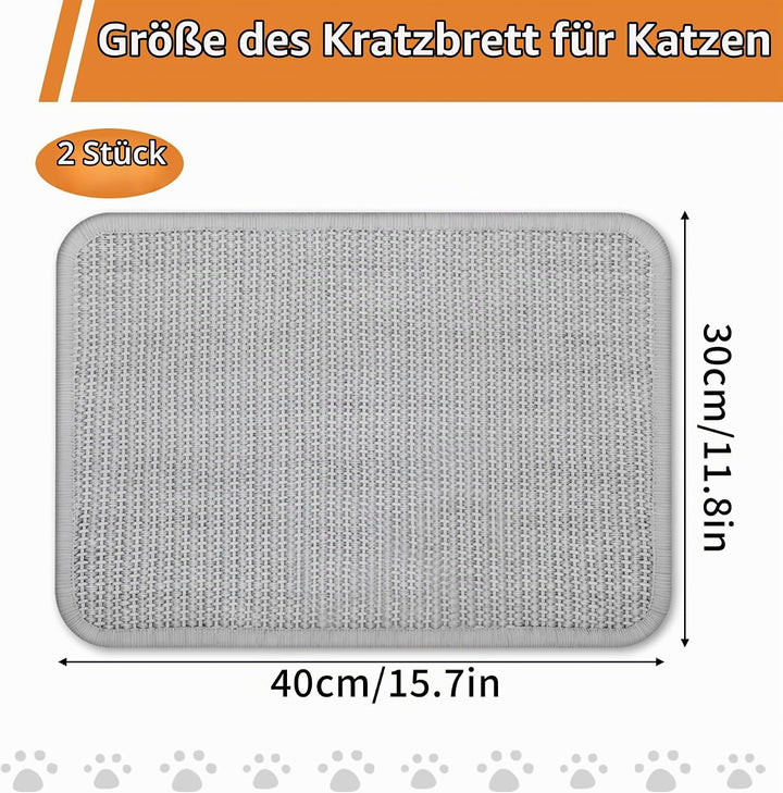 2 Stück Kratzmatte für Kaninchen, Wiederverwendbar Kratzteppich Katze Kratzbrett rutschfest Sisal-Kr