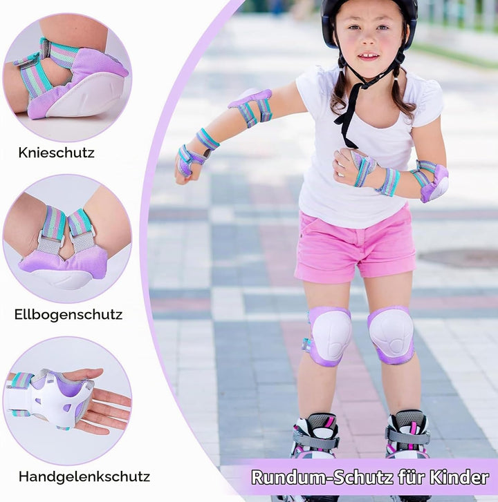 Unicorn Castle Knieschoner Kinder Schoner Set Inliner Schützer 6 in 1 Schutzausrüstung Kinder Ellenb