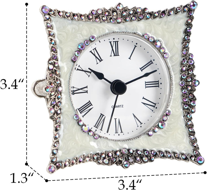 NIKKY HOME Elegante und niedliche Quarzuhr aus Zinn, analog, mit Kristall-Rosy-Strasssteinen, 8,8 cm