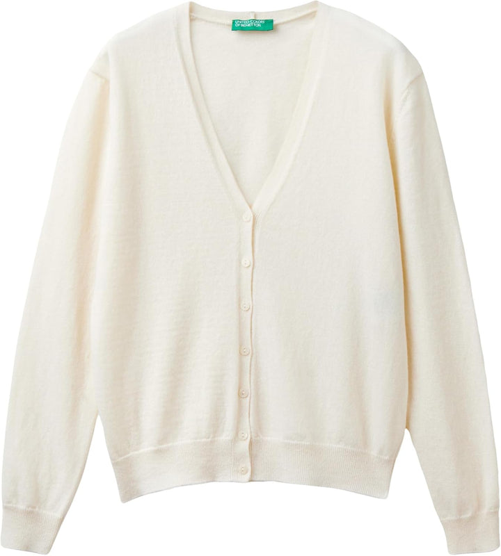 United Colors of Benetton Damen Cardigan M/L 1002d6879 Strickjacke M Weiss, M Weiss