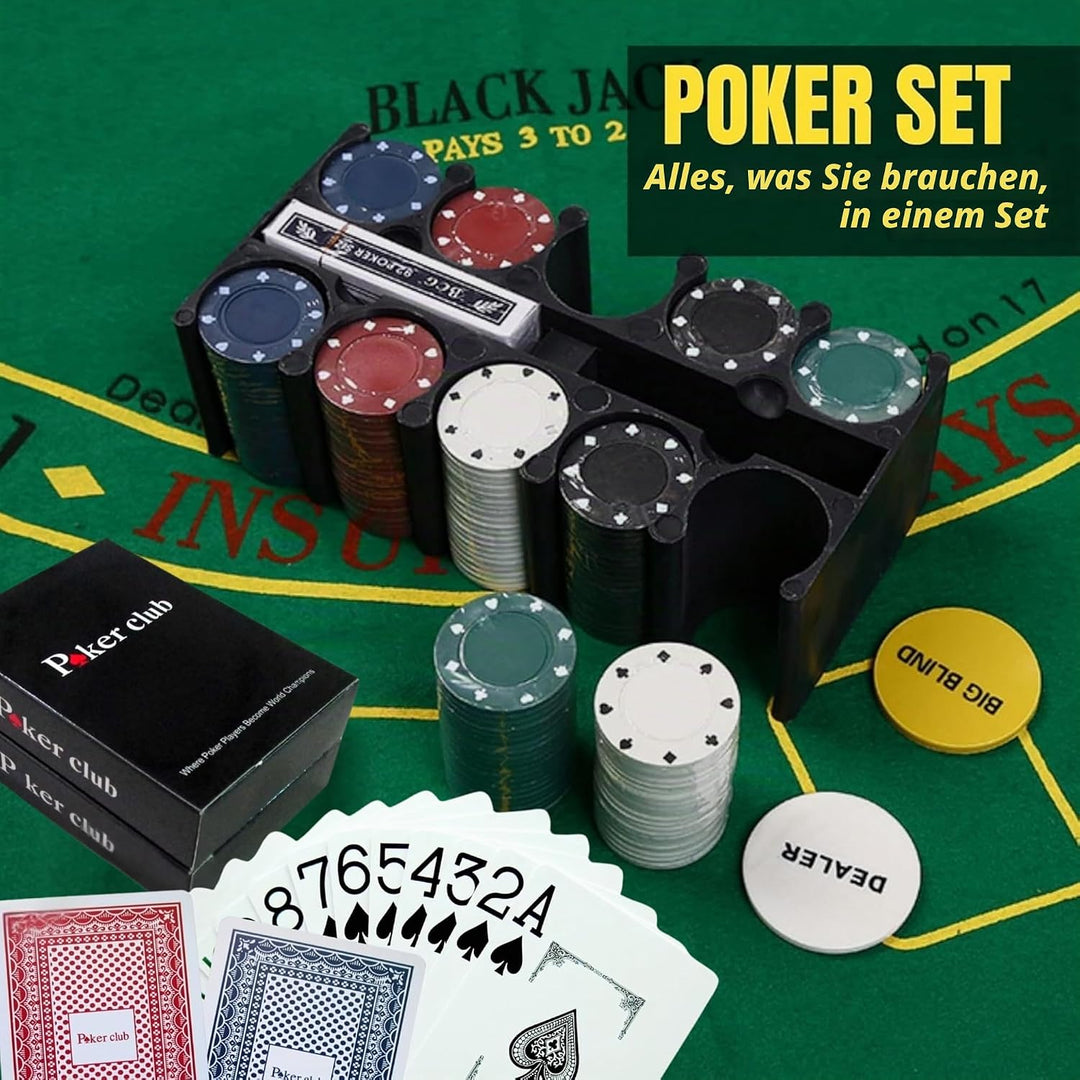 Poker Set für Pokerspiel. Robustes Kartenspiel und Pokerkoffer. Werde der Meister des Zufalls mit di