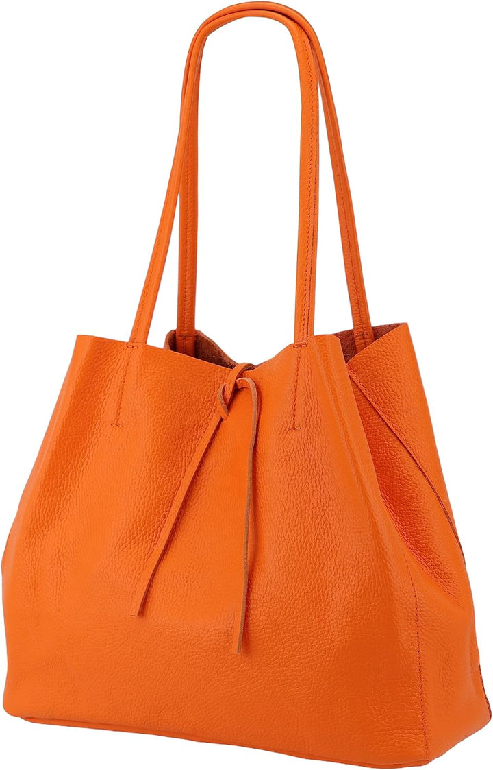 SH Leder ® Damen Echt Rindleder Shopper in Querformat mit Innentasche in vielen Farben Schultertasch