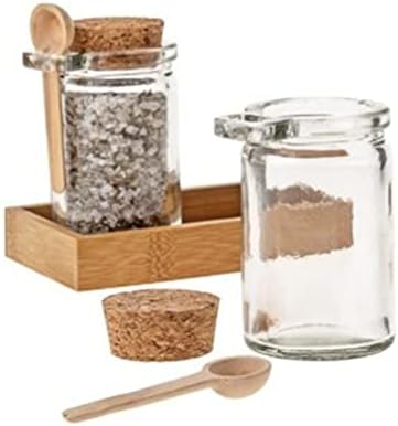 2er Set Korkenglas mit Holzlöffel │ Füllmenge 120ml │ inkl. Löffel und Tablett
