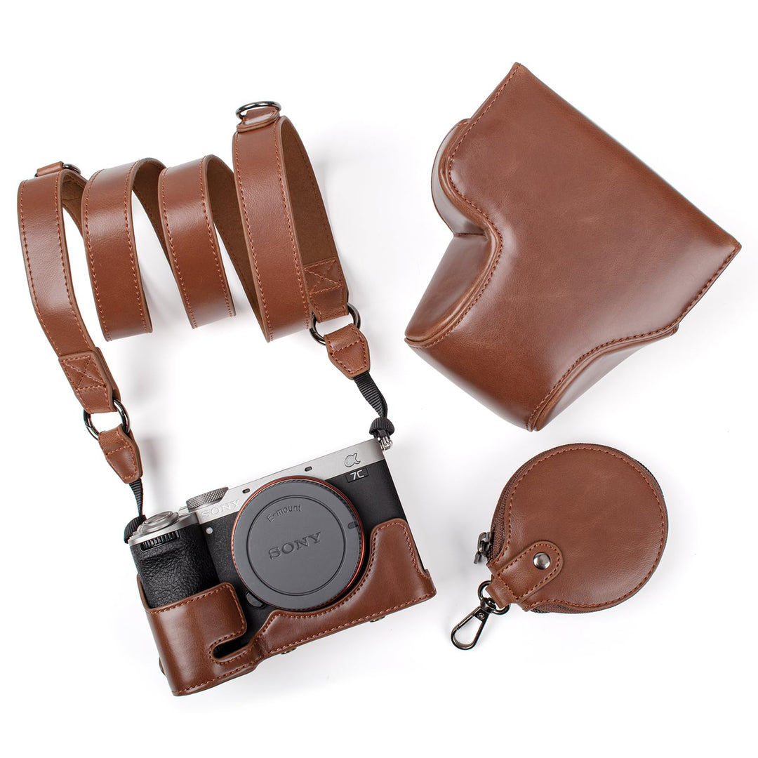 MUZIRI KINOKOO Sony A7C II Tasche, Retro-PU-Leder-Schutzhülle für Sony A7C2/A7C II/Alpha 7C II Kamer