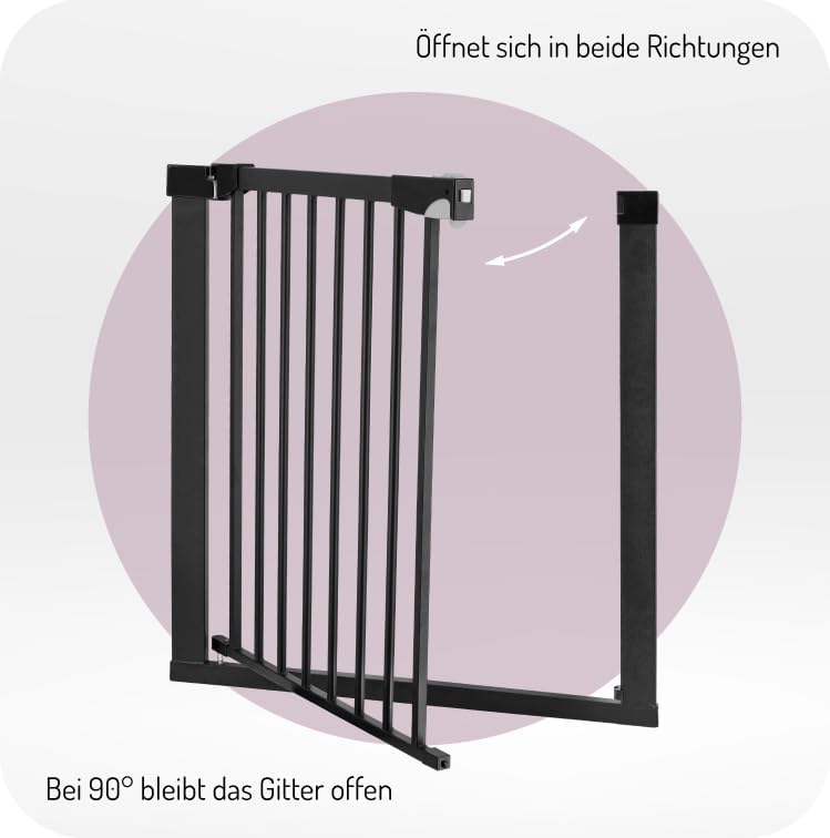 MoMi Baby-Absperrgitter PAXI Plus, Tür- und Treppenschutzgitter 75-82 cm erweiterbar bis 103 cm, ink