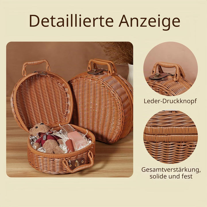 Picknickkorb,Picnic Basket,Picknick Korb,Picknickkorb 2 Personen,mit Griff,Geeignet für Picknick und