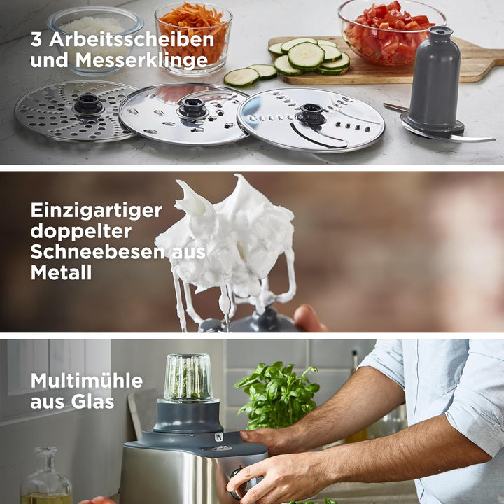 Kenwood Multipro Compact+ FDM313SS Kompakt-Küchenmaschine, 2,1 Liter, Integrierte Waage, Edelstahl M