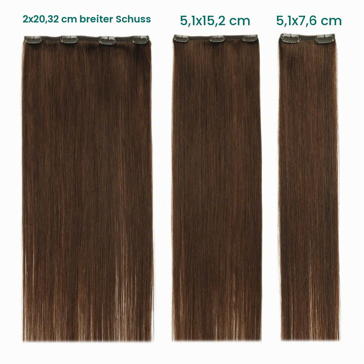 SURNEL Clip in Echthaar Extensions 50cm 6pcs Mittelbraun Haarverlängerung Clips in Echthaar Extensio