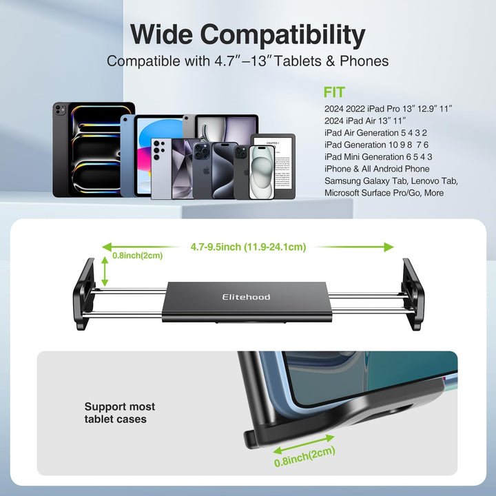 Elitehood Aluminium Tablet Stativ Halterung, iPad Ständer - Höhenverstellbar bis 65'' Halter Stativ