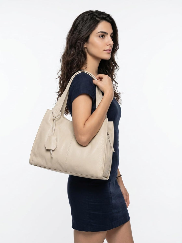 Shopper Echt Leder Damen Made in Italy, Smartphonefach, Ledertasche Damen, Handtasche Echtleder, Umh