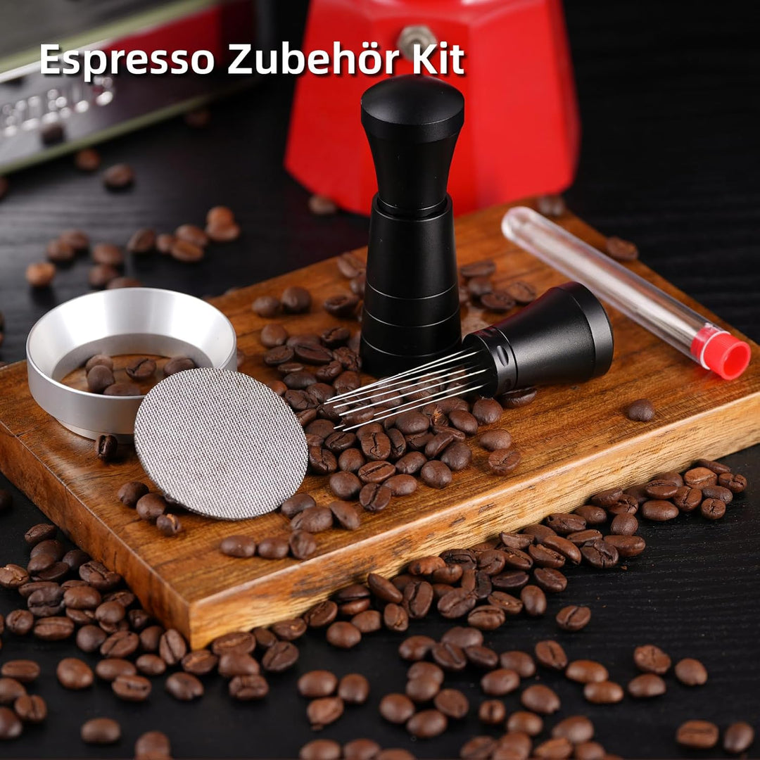 51mm WDT Tool Siebträger Zubehör Set,Puck Screen &amp; Dosierring,Espresso Nadel mit 7 Feinen Nadeln,Esp