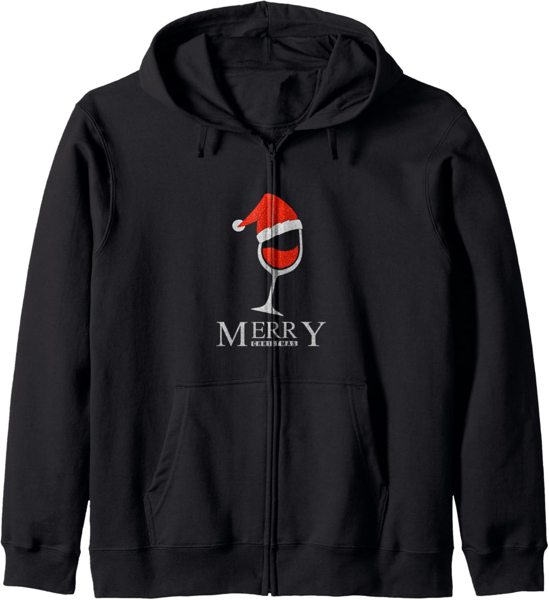 Merry Christmas Wein Weinglas Vino Weihnachten Xmas Santa Kapuzenjacke