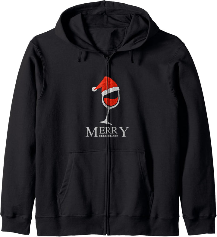 Merry Christmas Wein Weinglas Vino Weihnachten Xmas Santa Kapuzenjacke