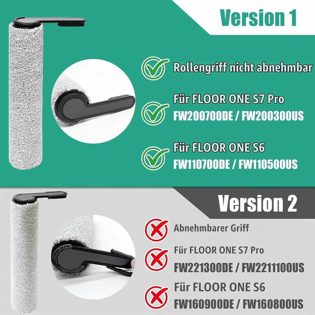 Walzenbürste Zubehör für Tineco Floor One S7 Pro /S6 Staubsauger-Ersatzteile(Version 1), 2 Bürstenro