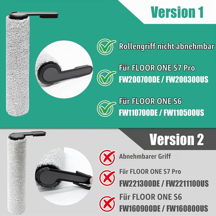 Walzenbürste Zubehör für Tineco Floor One S7 Pro /S6 Staubsauger-Ersatzteile(Version 1), 2 Bürstenro