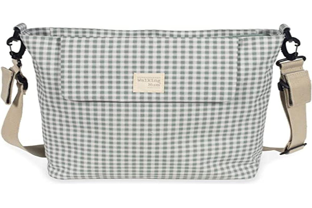 Walking Mum. I Love Vichy Wickeltasche für Kinderwagen, Schultertasche, Grün, 42 x 36 x 13 cm