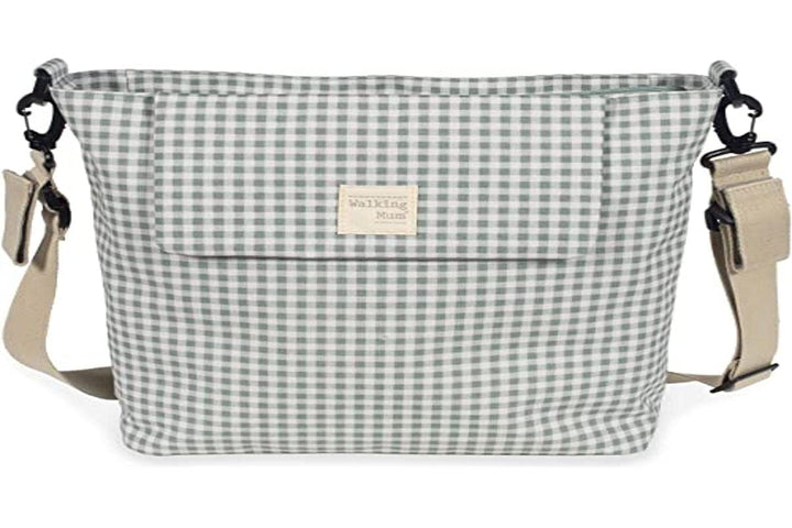 Walking Mum. I Love Vichy Wickeltasche für Kinderwagen, Schultertasche, Grün, 42 x 36 x 13 cm