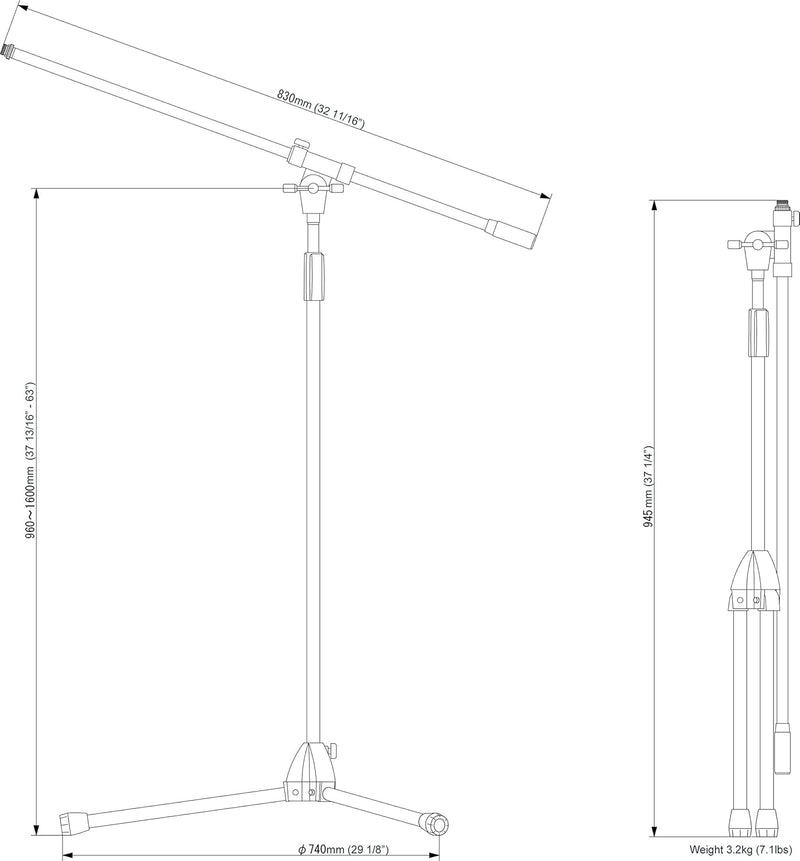 TAMA MS205BK Galgenform Mikrofonständer schwarz bis zu 1.600 mm bis zu 1.600 mm mit Galgen Schwarz,