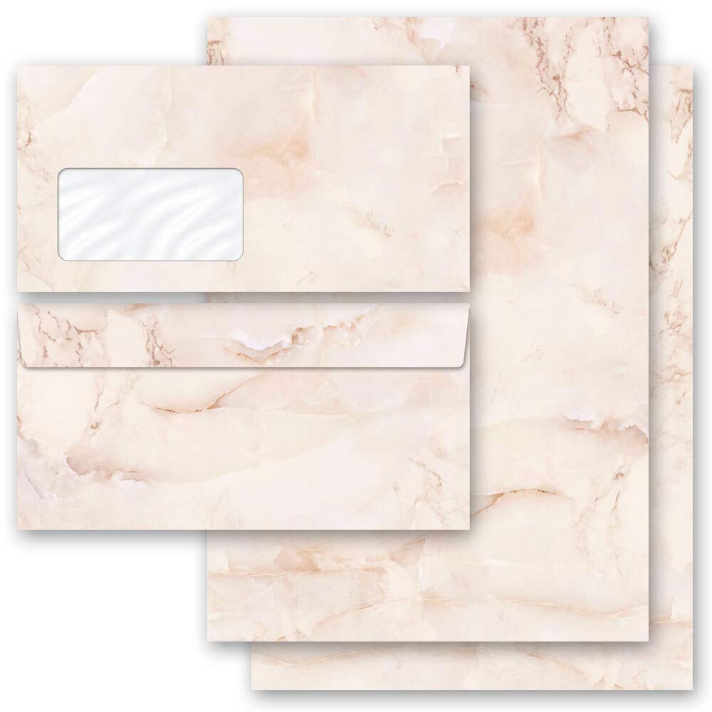 Briefpapier Sets Marmor &amp; Struktur, MARMOR TERRACOTTA 100 Blatt Briefpapier + 100 passende Briefumsc