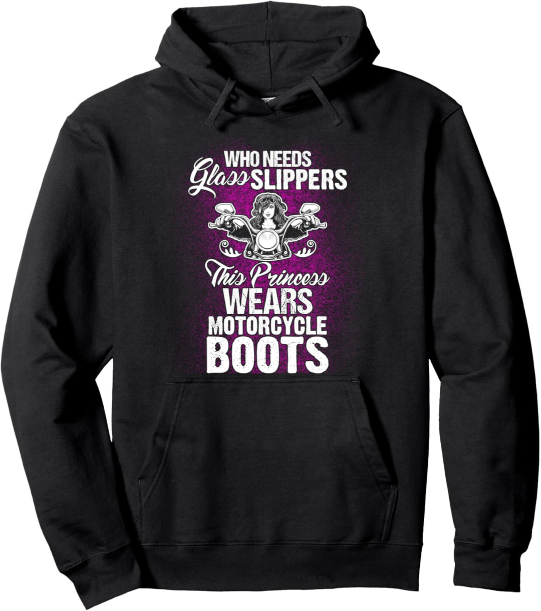 This Princess Wears Motorcycle Boots Pink Biker Chick Pullover Hoodie