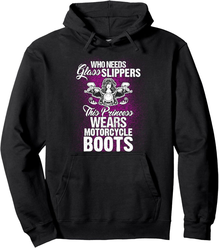 This Princess Wears Motorcycle Boots Pink Biker Chick Pullover Hoodie