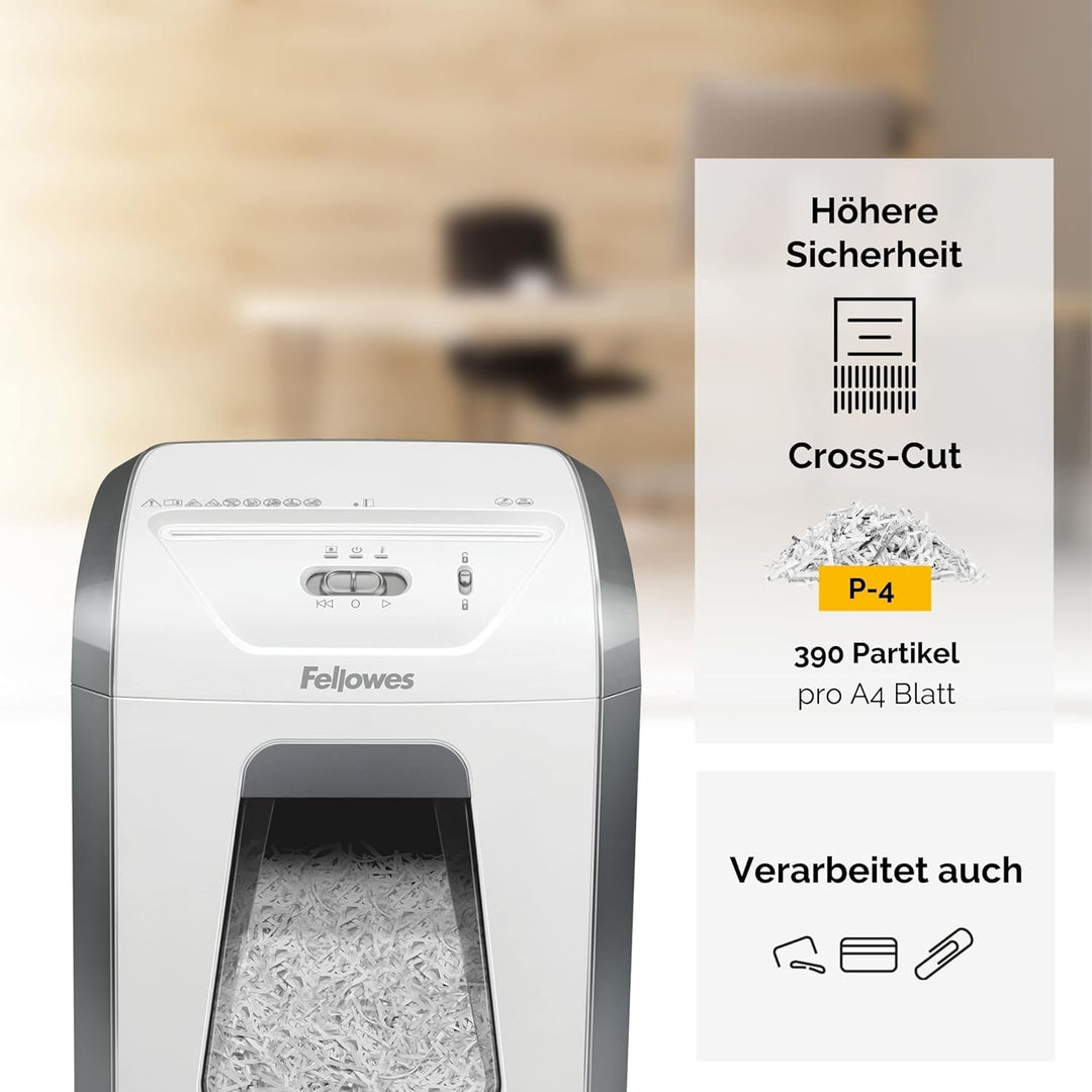 Fellowes Aktenvernichter 12 Blatt Partikelschnitt (P4), weiss & Peach PS100-00 Aktenvernichter Servi