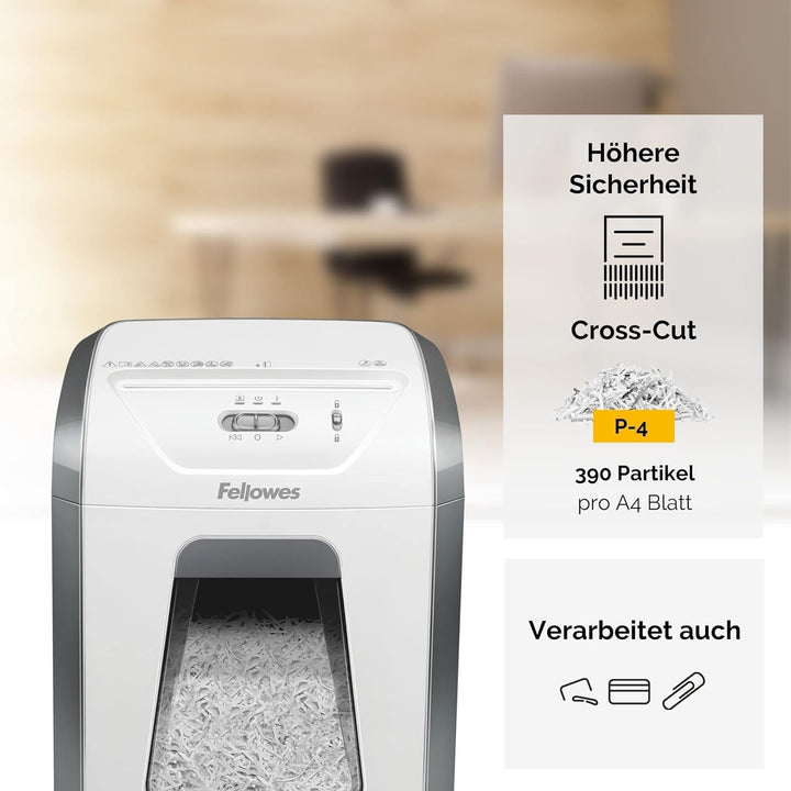 Fellowes Aktenvernichter 12 Blatt Partikelschnitt (P4), weiss & Peach PS100-00 Aktenvernichter Servi