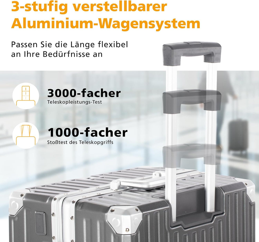 ALPHA CAMP Handgepäck Koffer 37x22x55,5cm Polycarbonat Reisekoffer 37L TSA Schloss Hartschalenkoffer