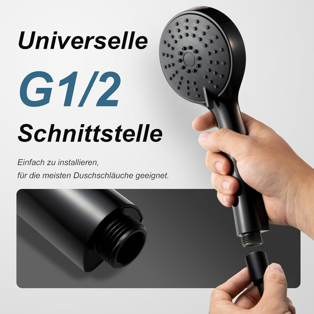 OFFO Duschschlauch mit Duschkopf, Wassersparend und Hochdruck, Handbrause mit 3 Strahlarten, Handbra