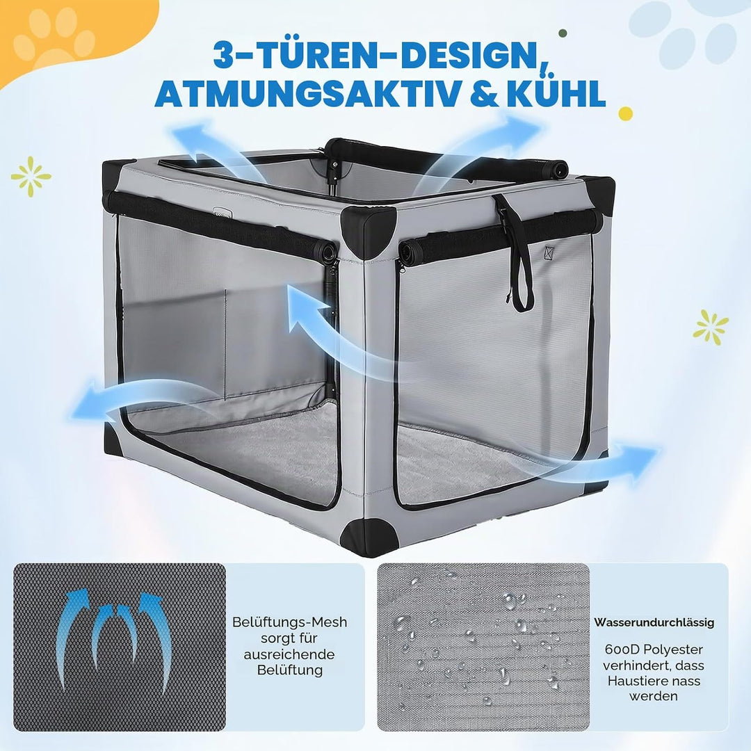 Faltbare Hundetransportbox Faltbar Zusammenklappbar | Wasserdicht Hundebox Auto mit Tür | Tragbarer