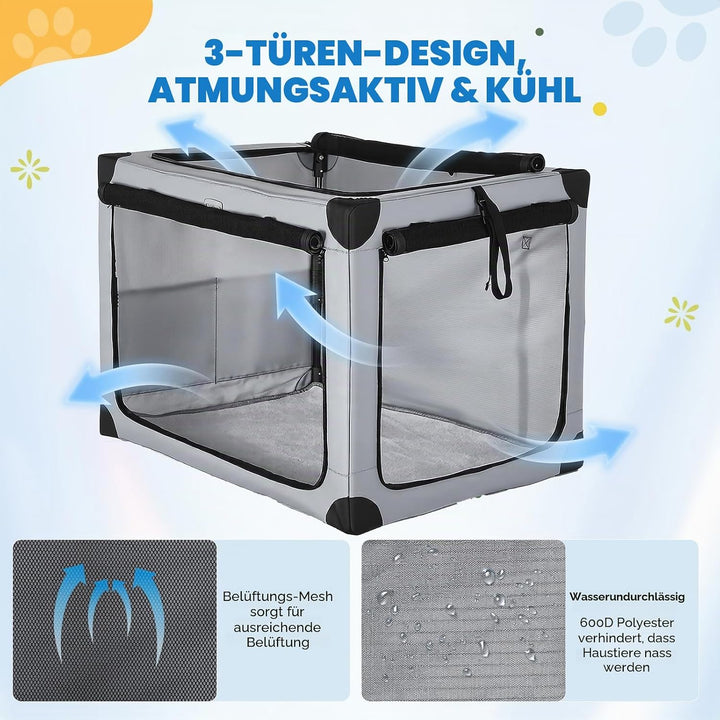 Faltbare Hundetransportbox Faltbar Zusammenklappbar | Wasserdicht Hundebox Auto mit Tür | Tragbarer