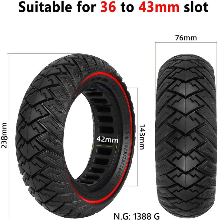 10 Zoll Scooter Solide Reifen, Elektroroller Vollgummireifen 10 x 3/255 x 80 (80/65-6) Ersatzreifen