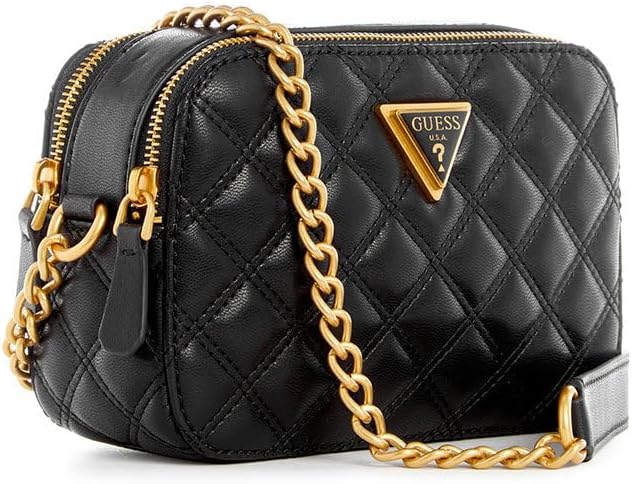GUESS Damen Giully Kameratasche Umhängetasche, Kamera Schwarz, Schwarz