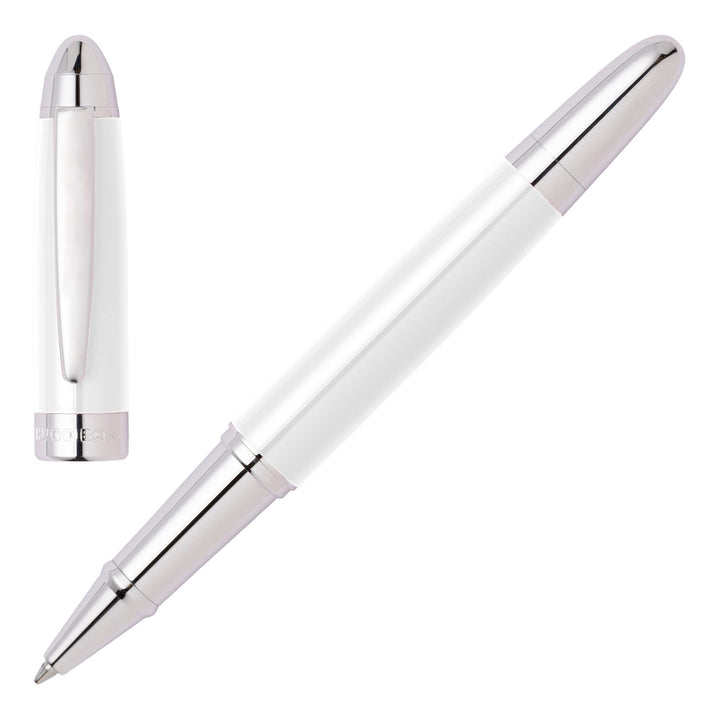 Hugo Boss Tintenroller Icon White aus Messing hergestellt, Farbe: Weiss, Abmessungen: 12 x 138mm, HS
