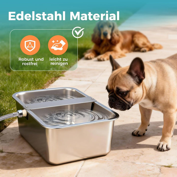 Automatischer Wassertrog aus Edelstahl 25L, Selbstfüllender Wasserspender für Grosse Hunde, Pferde,