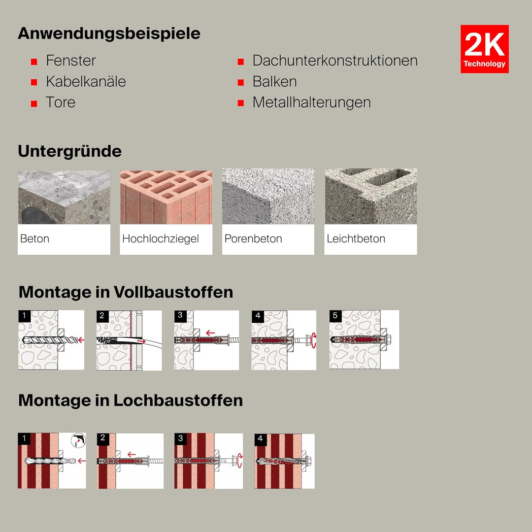 fischer DuoXpand 10 x 100 FUS, hochwertiger Universaldübel mit Sechskantschraube & angeformter U-Sch