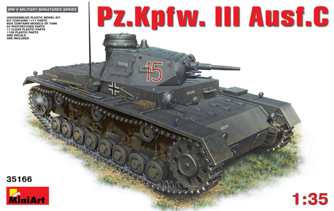 Mini Art Leaf MiniArt 35166 1:35 Pz.Kpfw. III AUSF. С-originalgetreue Nachbildung, Modellbau, Plasti
