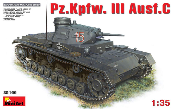 Mini Art Leaf MiniArt 35166 1:35 Pz.Kpfw. III AUSF. С-originalgetreue Nachbildung, Modellbau, Plasti