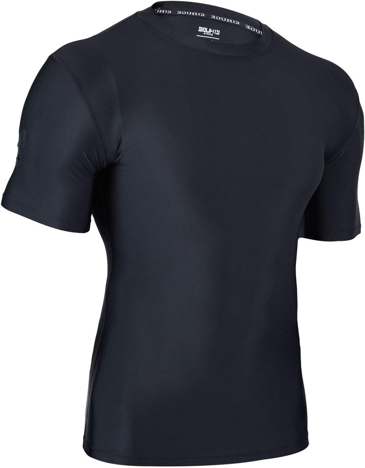 HUGE SPORTS Herren Kurzarm Skins Rash Guard Shirt Sonnenschutz Rashguard Schwimmshirt Schnell Trockn