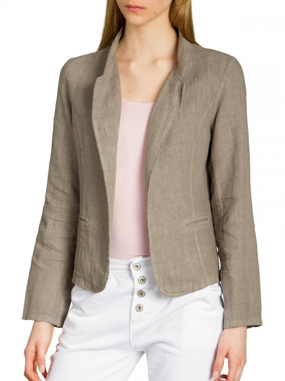 Caspar BZR004 kurzer Damen Leinen Sommer Blazer XS Schlamm, XS Schlamm